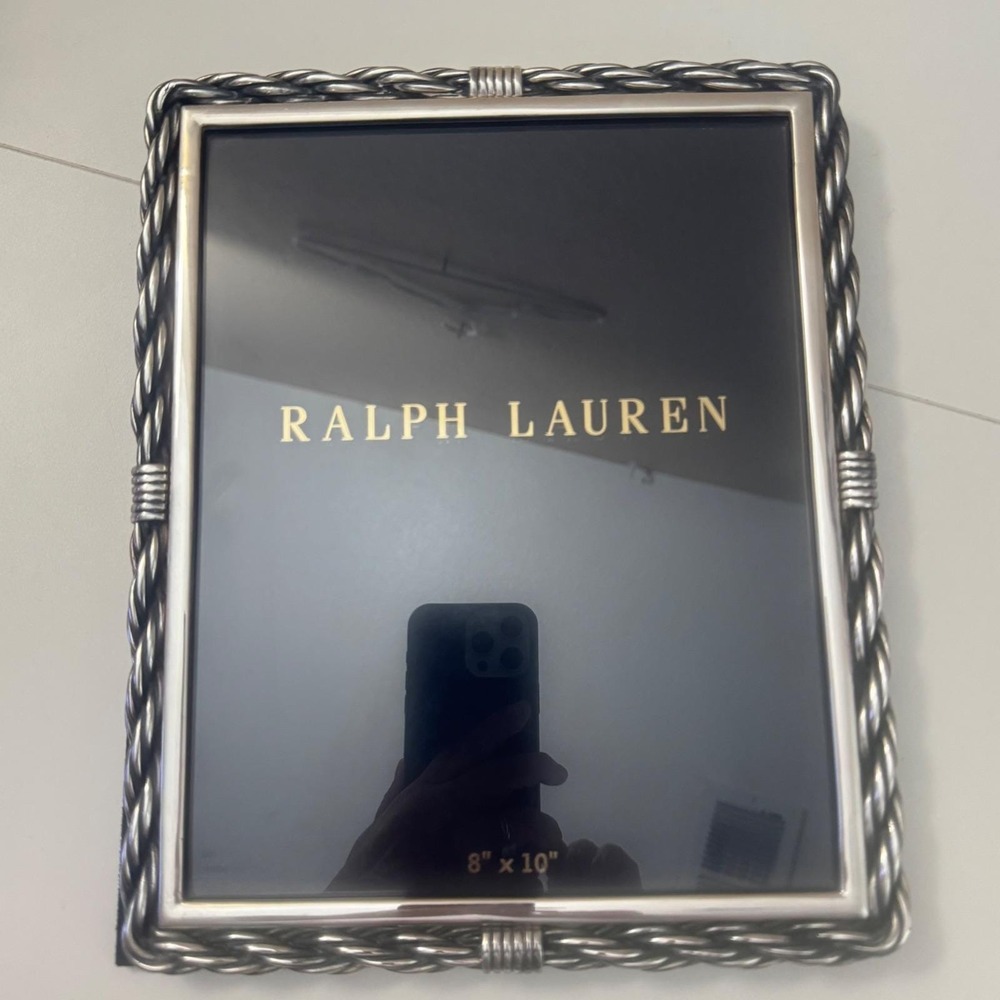 Ralph Lauren Silver Plated Brass Macomber  Photo Frame 8x10 fisherman Rope Decor
